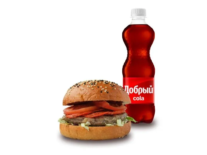 Бургер с мраморной говядиной и пепперони + Добрый Cola 0,5 л