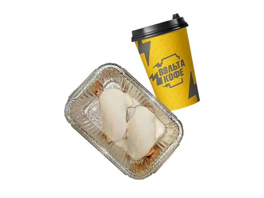 Блинчики с ягодным творогом + кофе